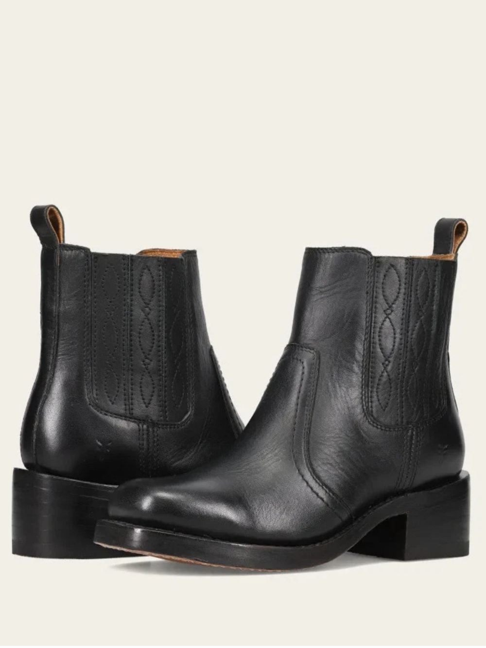 FRYE Campus Chelsea Decorative Stitching Black Leather Pull-on Boots 9 NEW